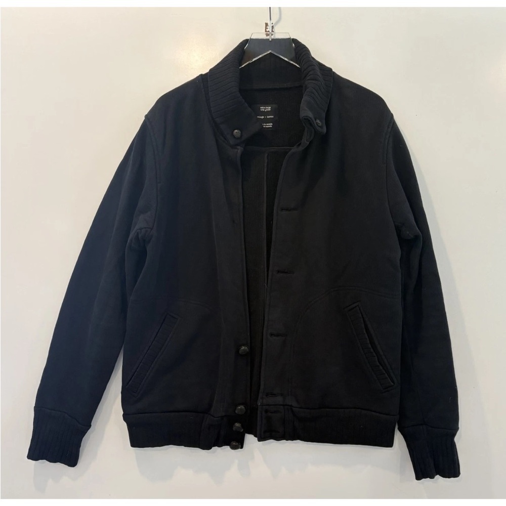 Wings + Horns Black Cotton Blend Heavy Weight Bomber Jacket Men’s Size XL (BS)